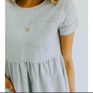 Roolee Blue Chambray Denim Dress Midi